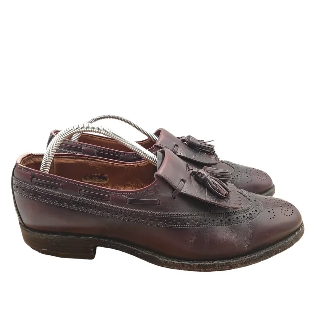 Allen Edmonds Arlington Loafers Shoes Mens Sz 9.5 D Burgundy Kiltie Tassel USA